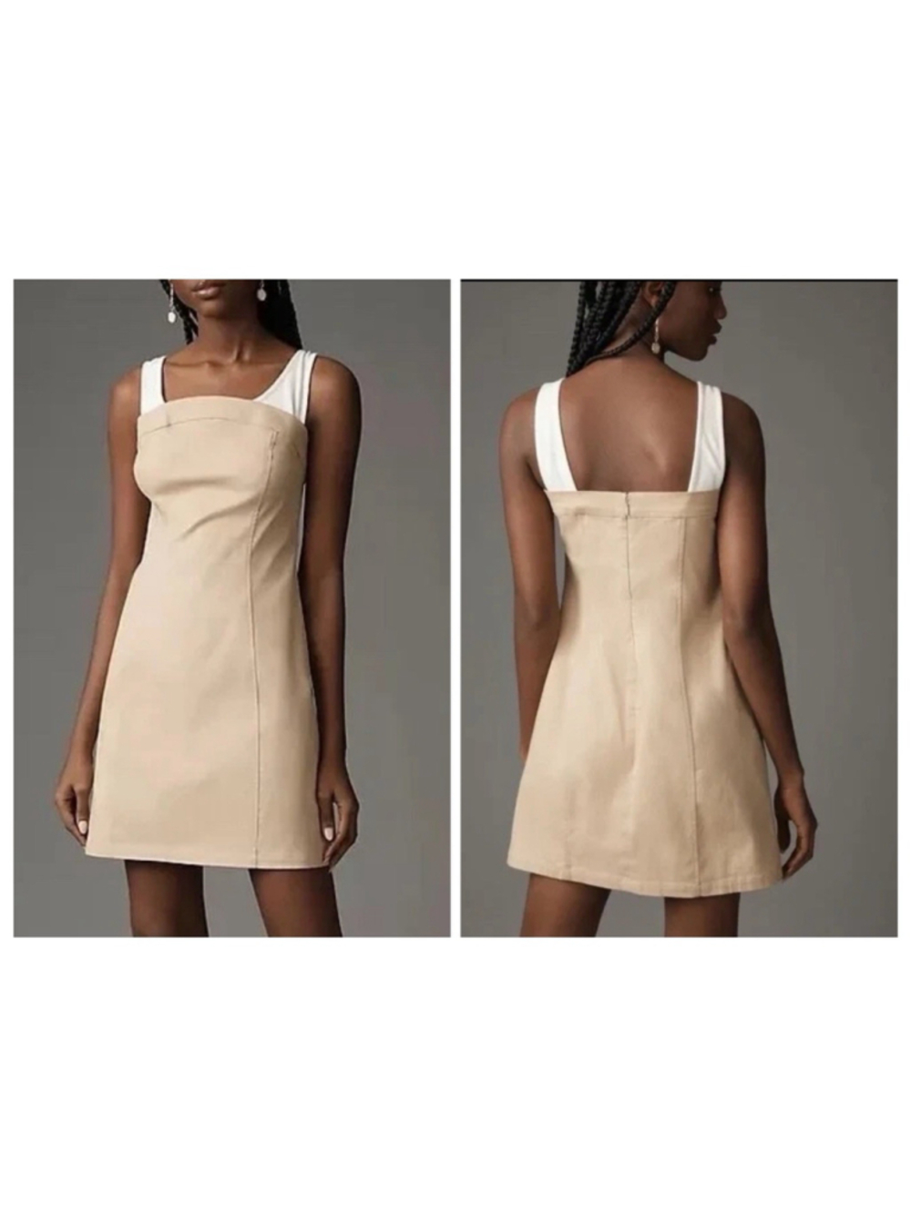 Anthropologie Maeve Sleeveless Twofer Mini Dress Neutral/Tan Size XS Tank Casual